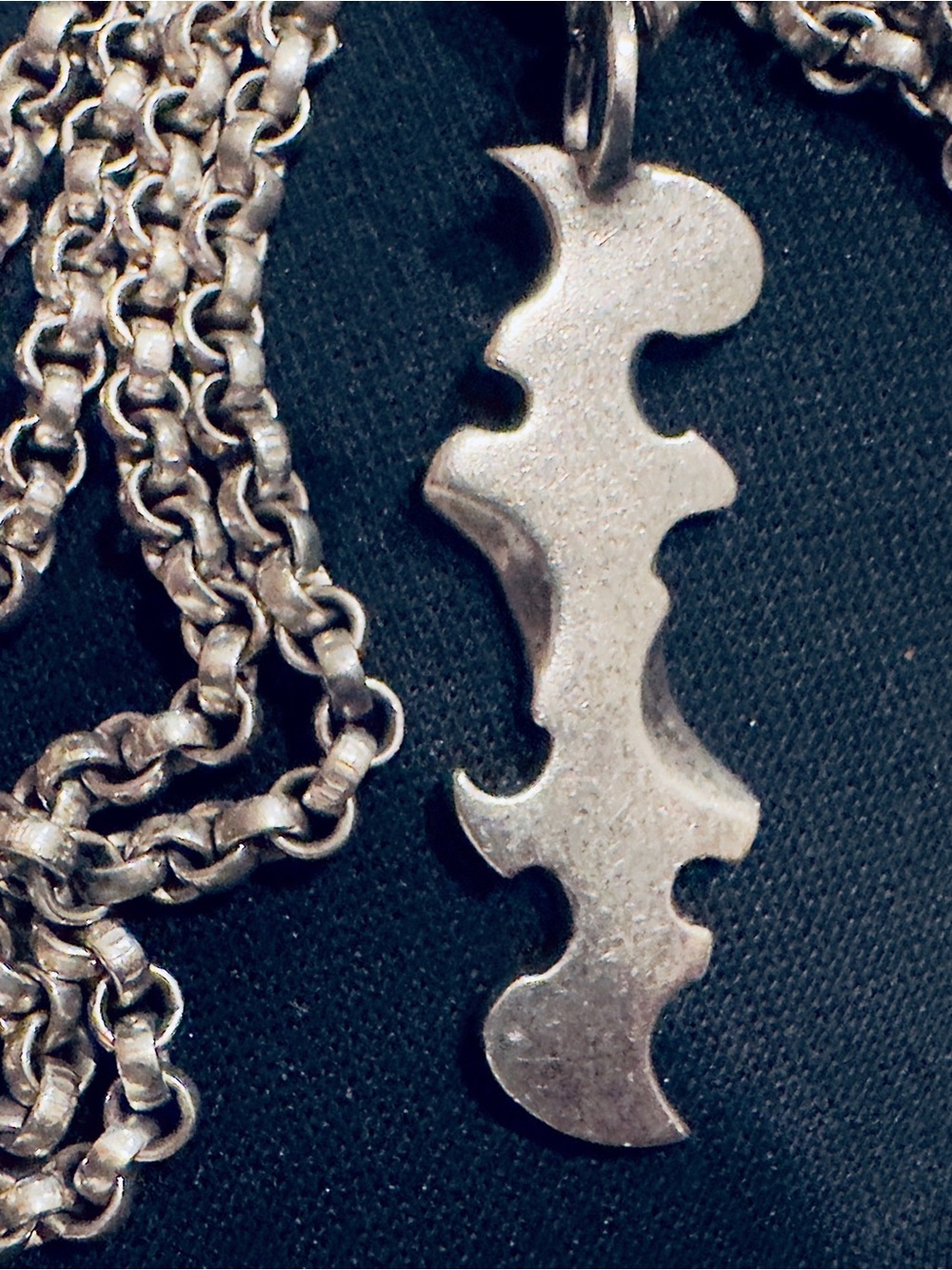 Vintage Designer Sterling Silver Unique Pendant Necklace Solid 925 Long Chain